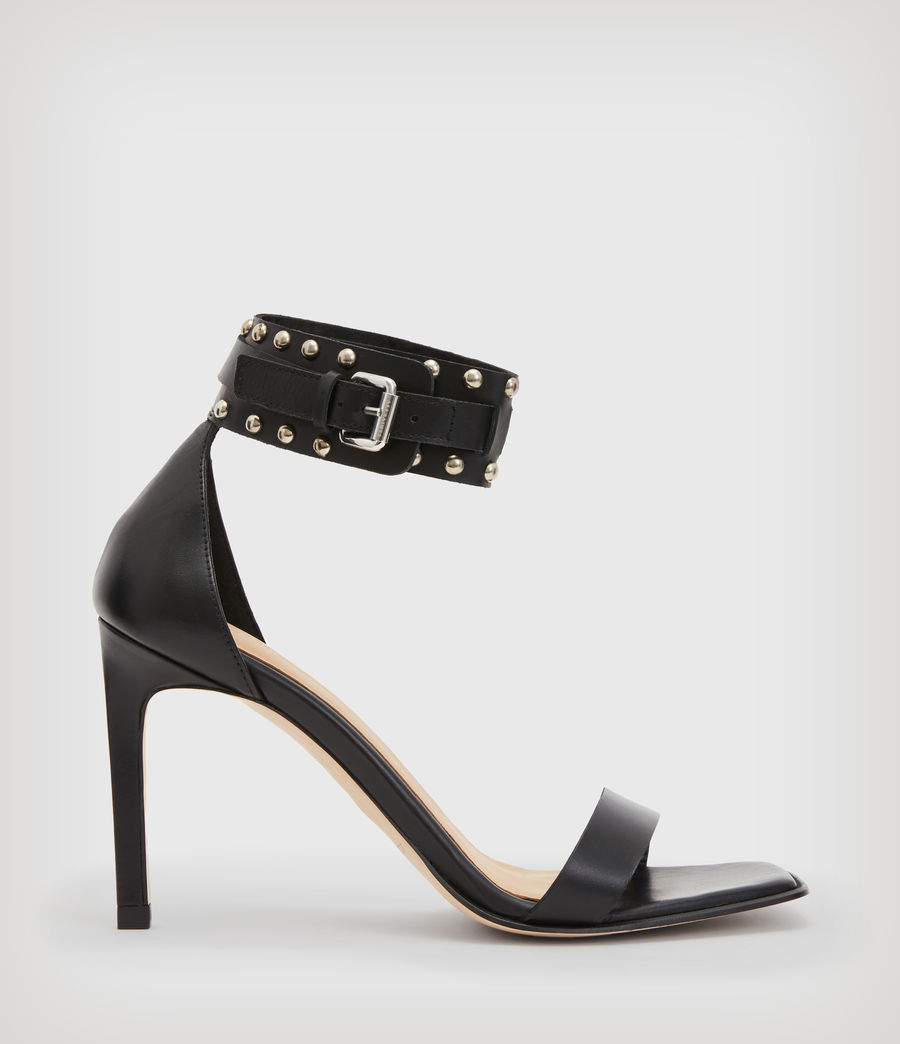 Women's Alma Leather Studded Sandals (black) - Image 1