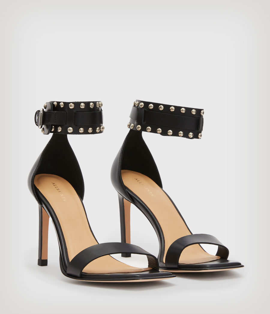 Women's Alma Leather Studded Sandals (black) - Image 4