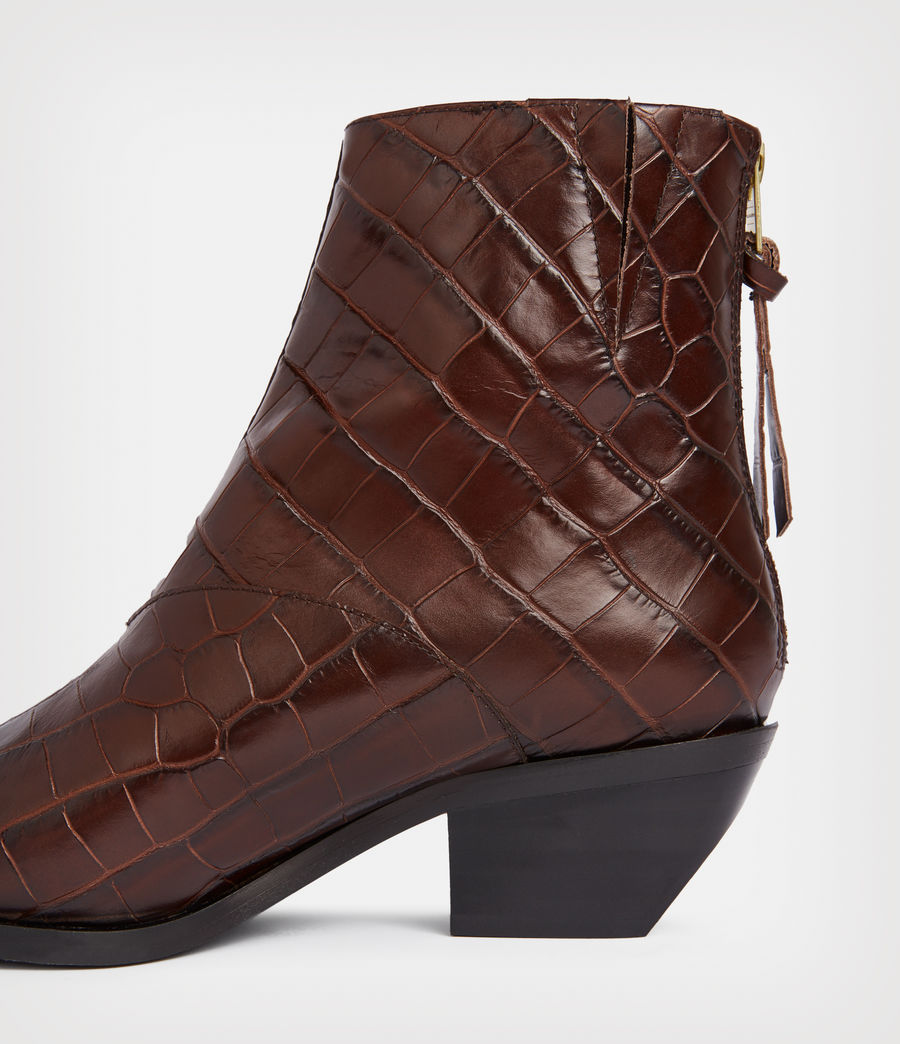 Damen Lenora Leather Croc Boots (dark_brown) - Image 6