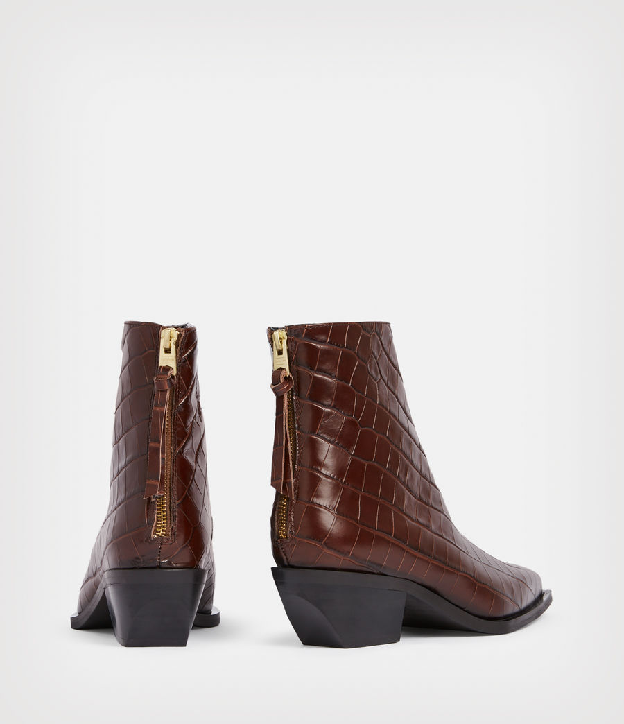 Damen Lenora Leather Croc Boots (dark_brown) - Image 7