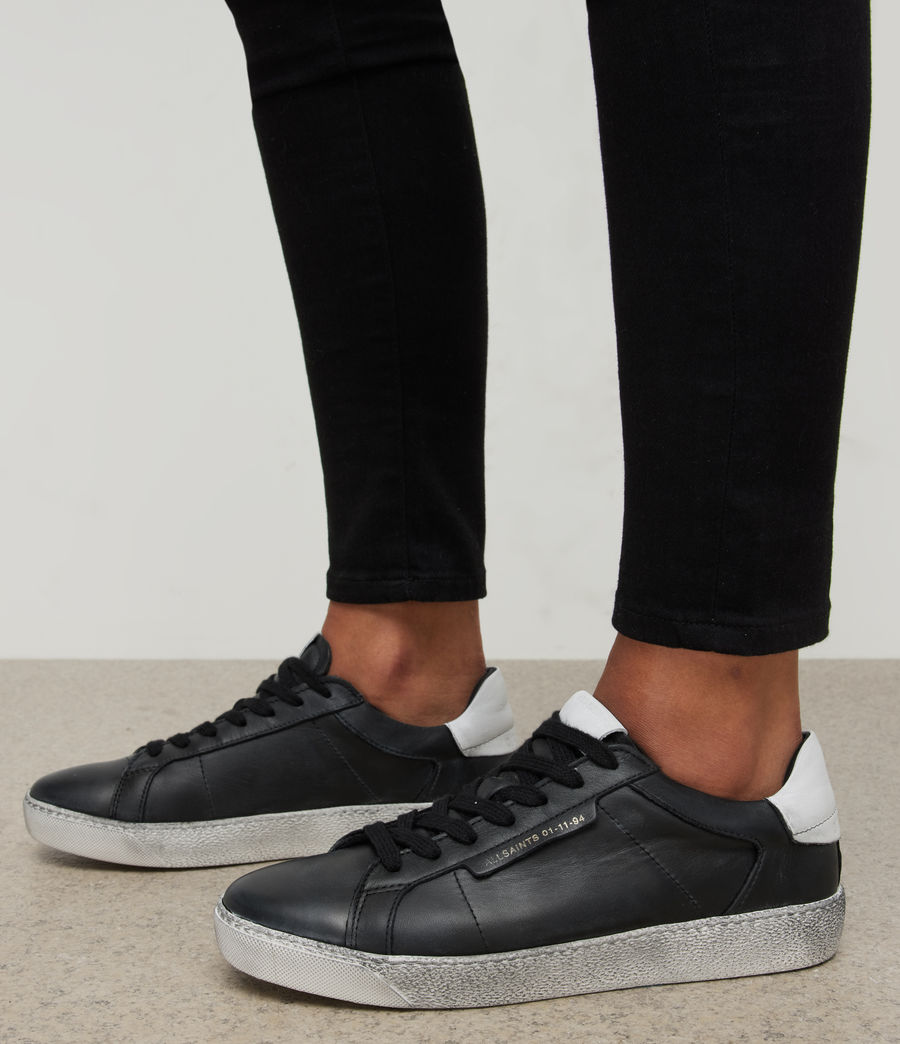 Damen Sheer Leather Low Top Trainers (black_white) - Image 2