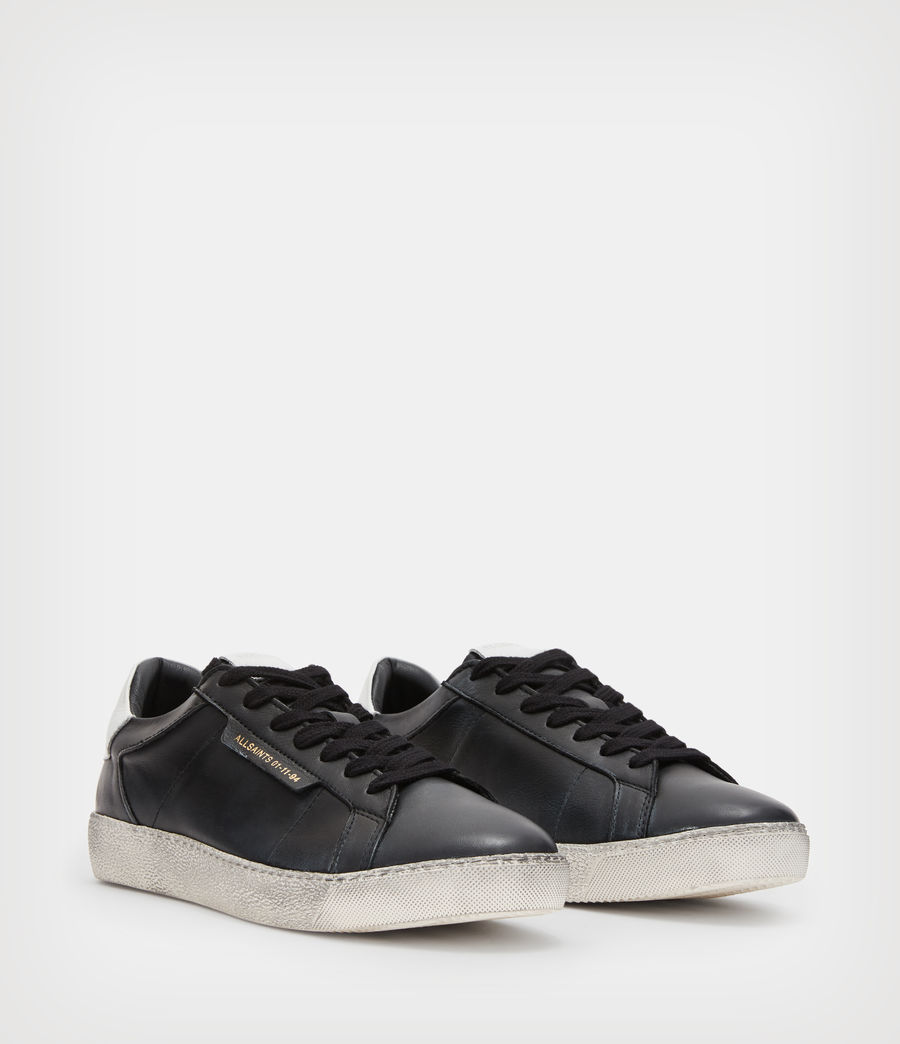 Women's Sheer Leather Low Top Trainers (black_white) - Image 5