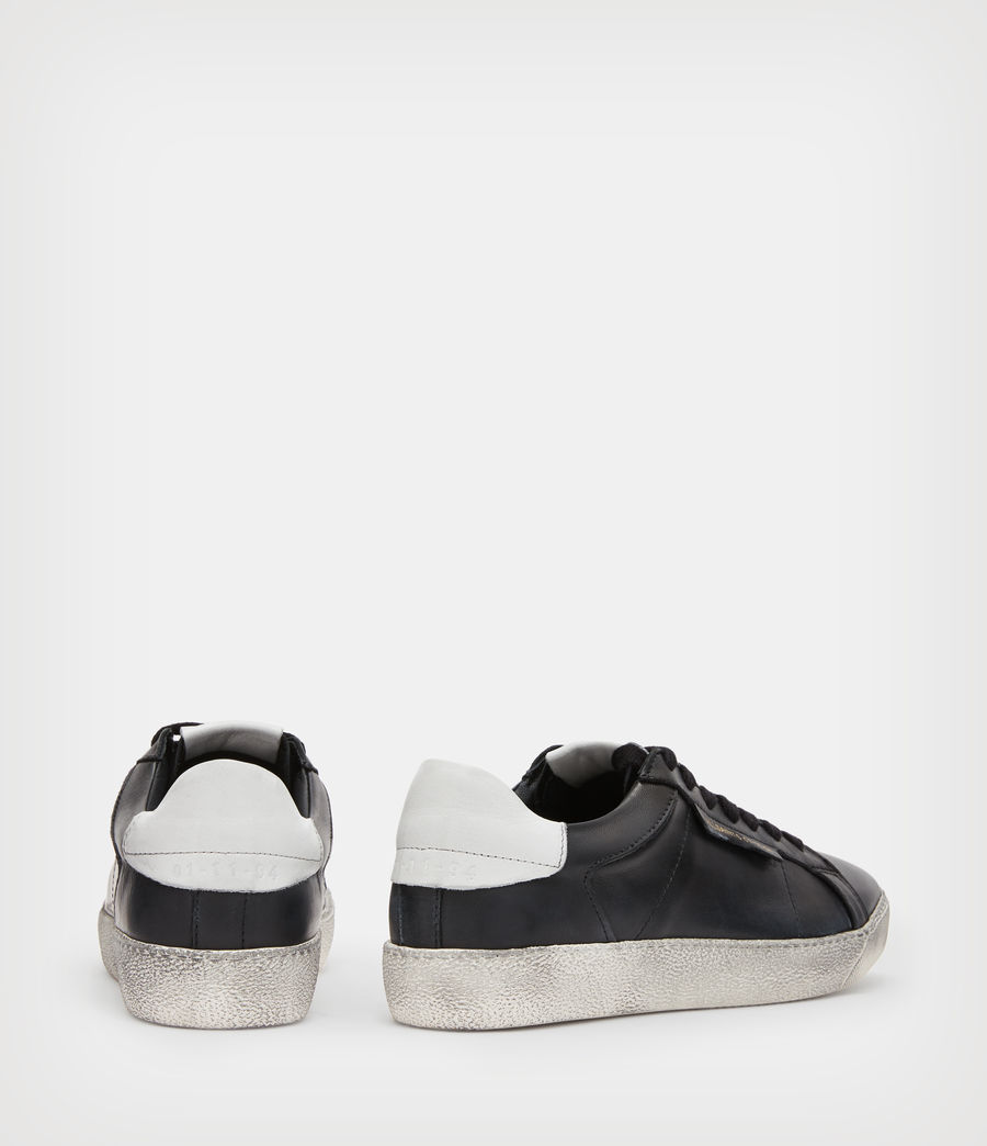 Women's Sheer Leather Low Top Trainers (black_white) - Image 7
