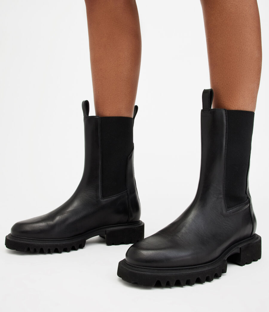 Women's Hallie Leather Boots (black) - Image 4