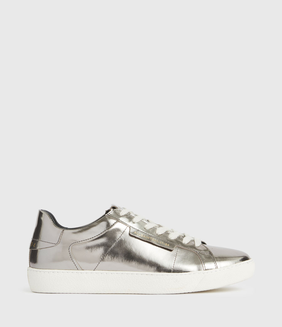ALLSAINTS EU: Womens Sheer Leather Trainers (silver)