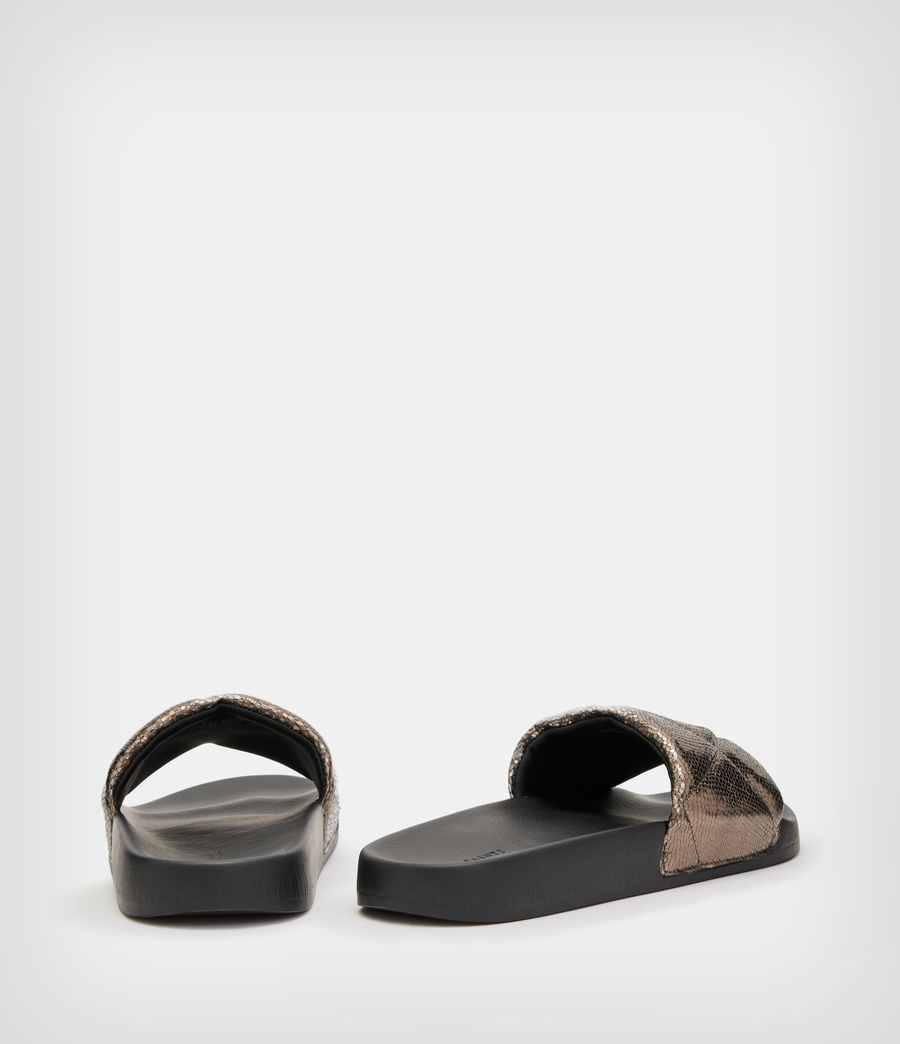 Women's Bell Leather Shimmer Sliders (metallic_gold) - Image 5