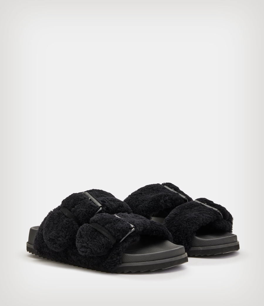 Women's Sian Shearling Sandals (black) - Image 3