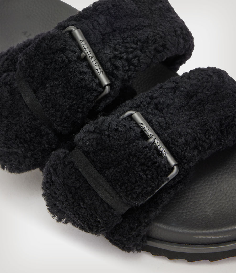 Women's Sian Shearling Sandals (black) - Image 4