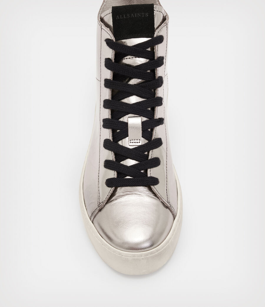 Women's Tana Metallic Leather High Top Trainers (silver) - Image 3