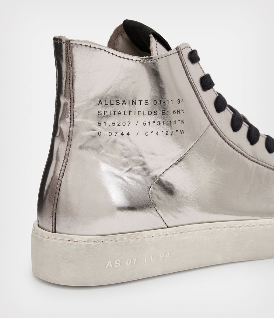 Women's Tana Metallic Leather High Top Trainers (silver) - Image 5