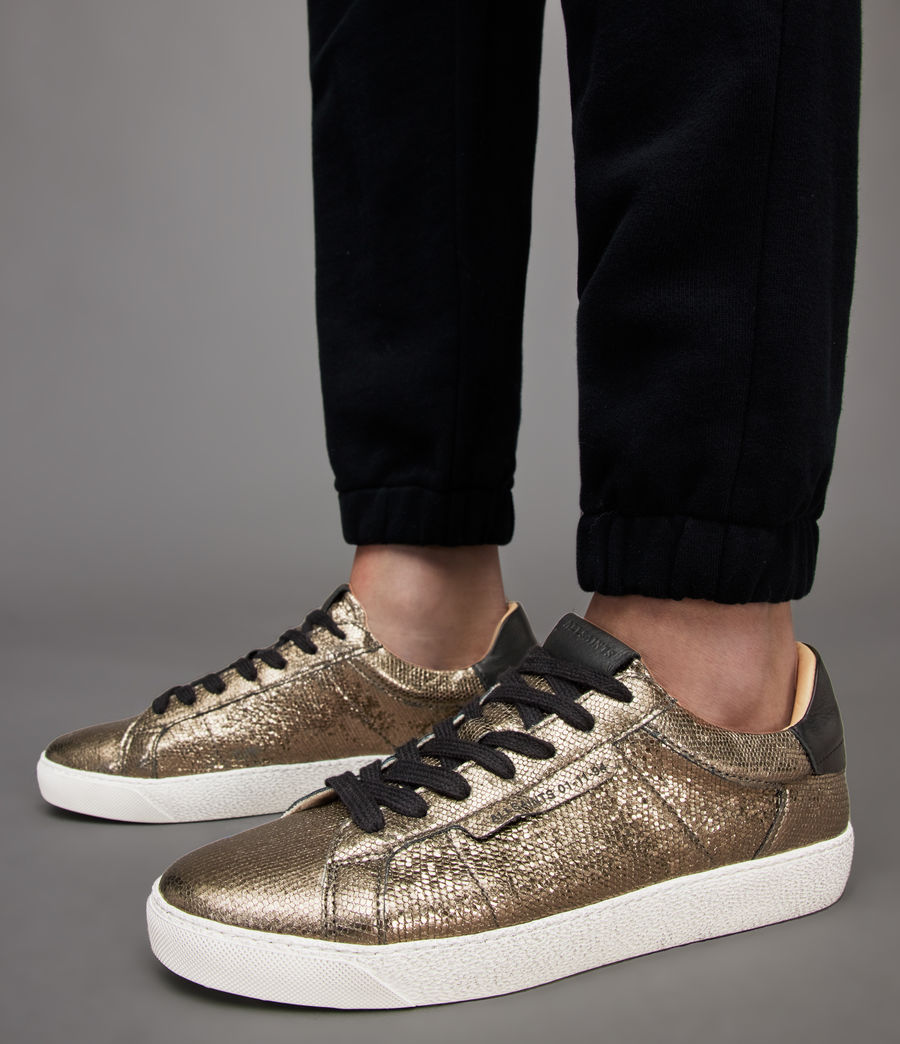 Women's Sheer Leather Shimmer Trainers (metallic_gold) - Image 2
