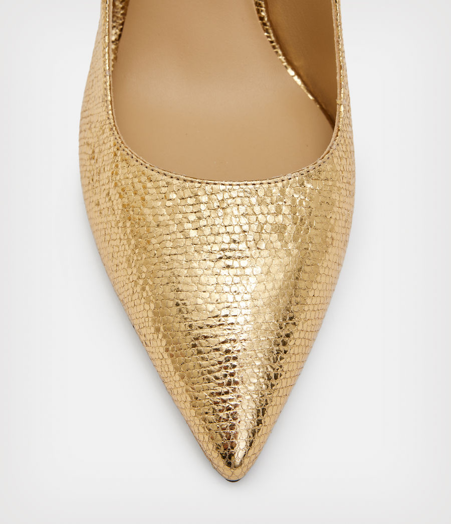 ALLSAINTS EU: Womens Nova Metallic Leather Court Shoes (metallic_gold)