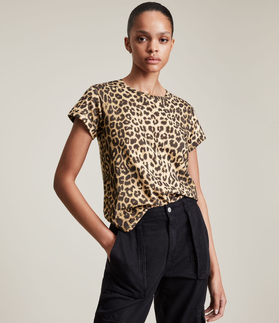 Womens Anna Leppo T-Shirt (leopard_yellow) - Image 2