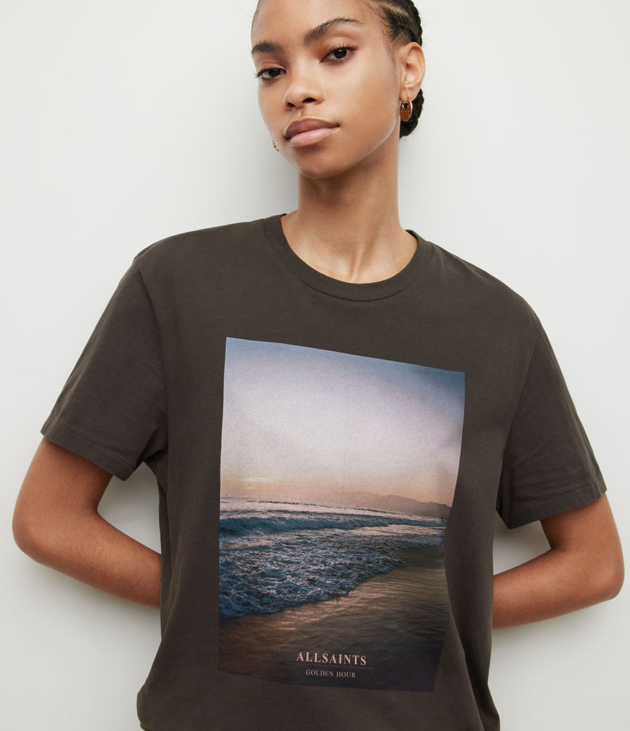Femmes T-Shirt Solis Boyfriend Beach (washed_black) - Image 2
