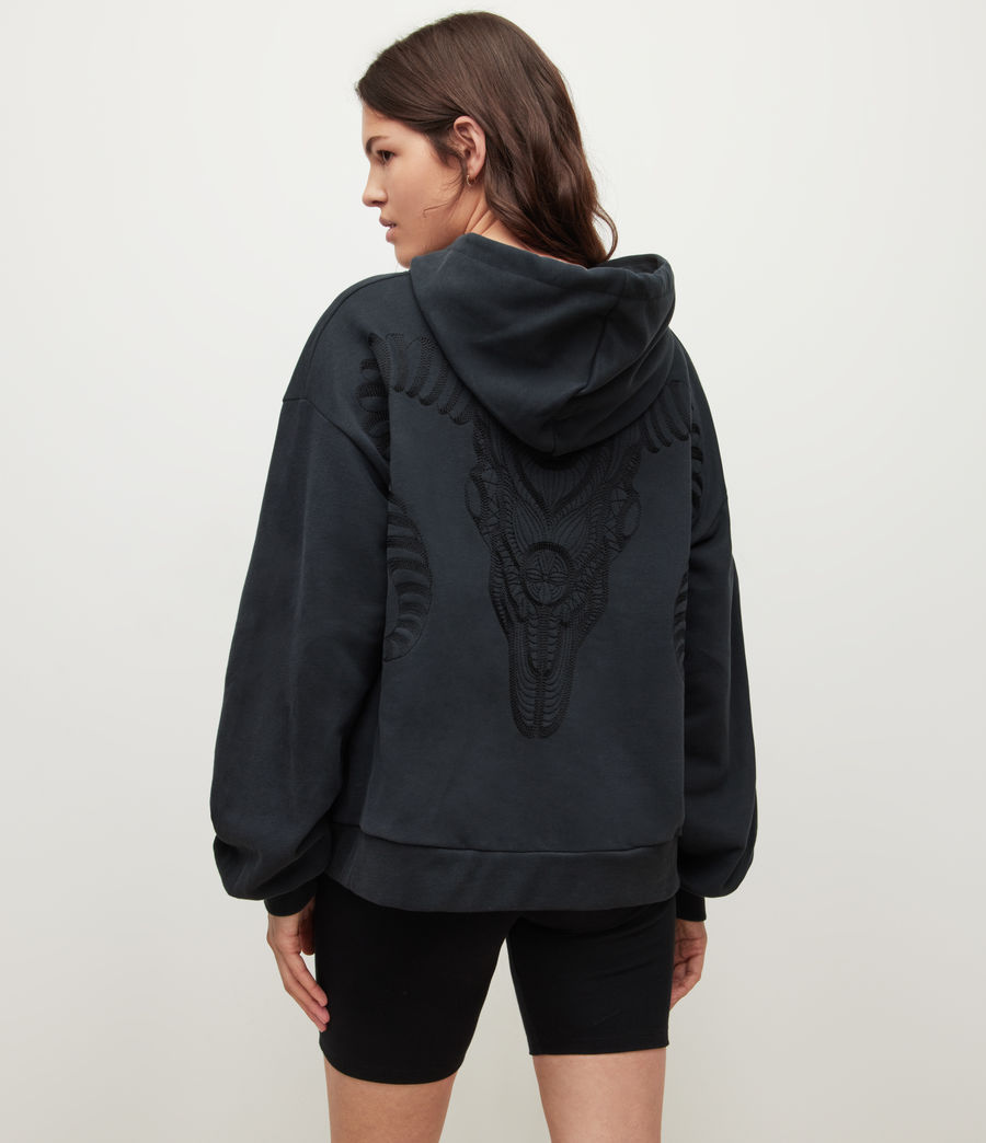 Women's Cornu Rihan Embroidered Hoodie (washed_black) - Image 6