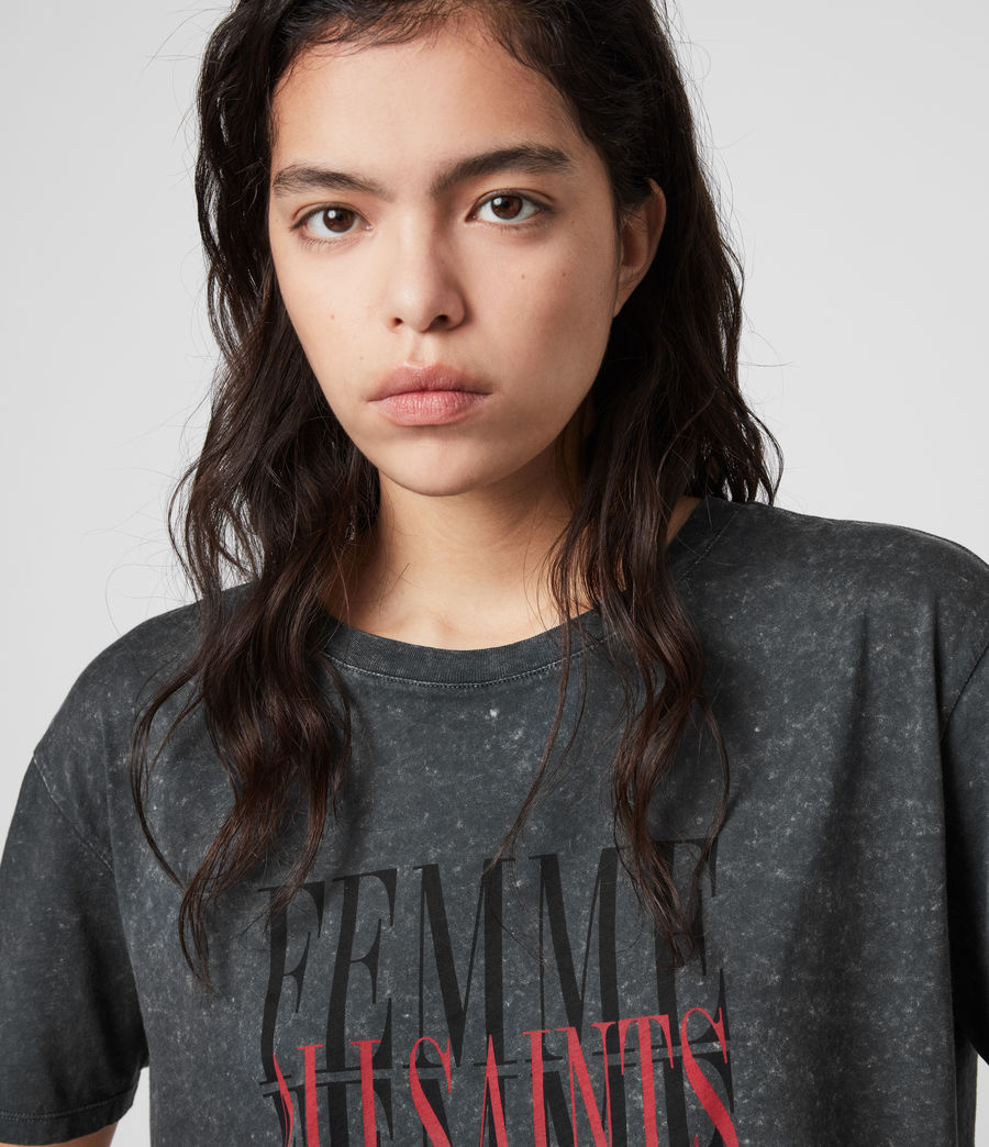 ALLSAINTS UK: Womens Femme Dima T-Shirt (washed_black)