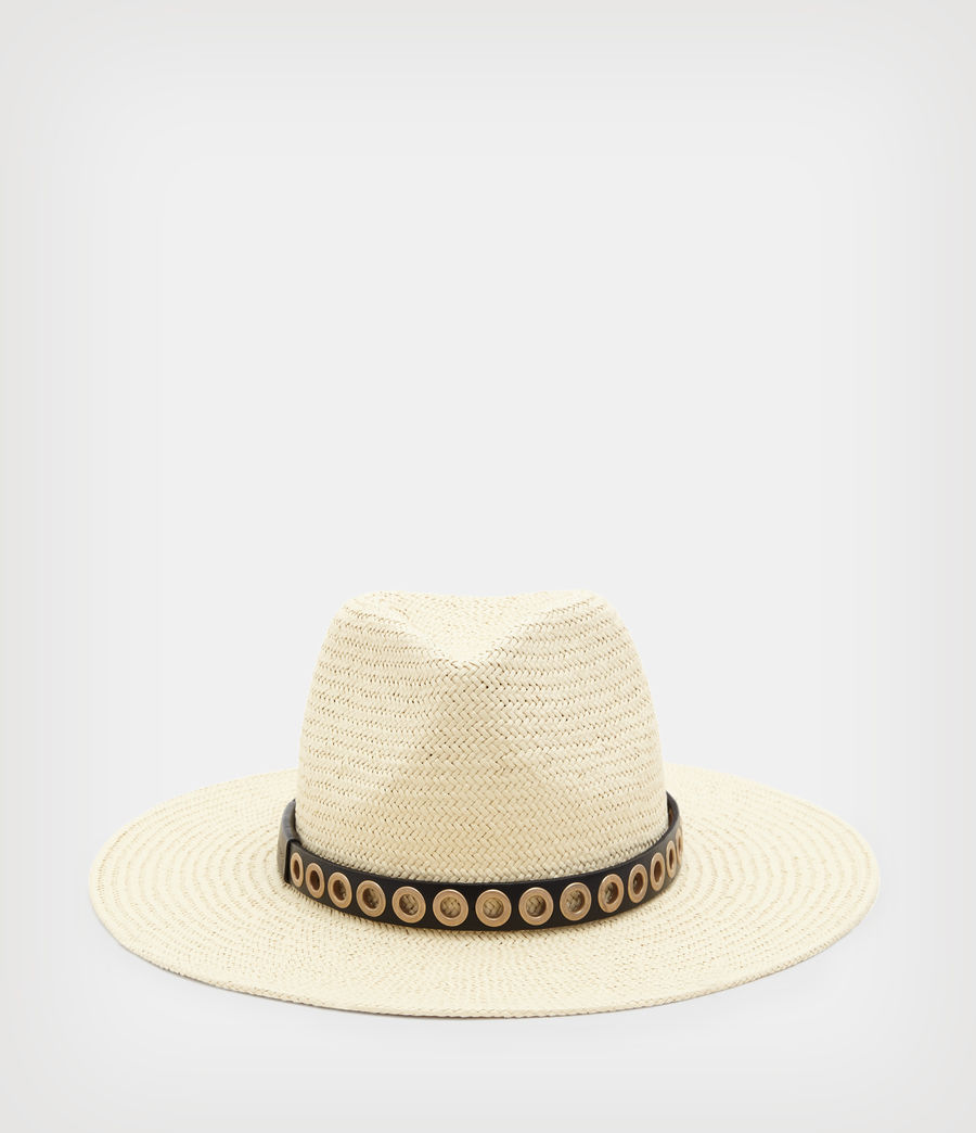 Womens Sammie Eyelet Straw Fedora Hat (natural) - Image 1