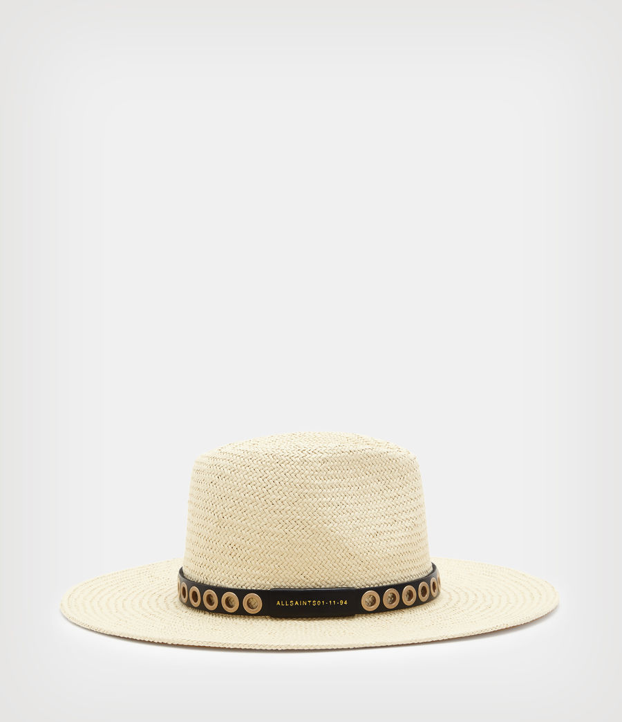 Womens Sammie Eyelet Straw Fedora Hat (natural) - Image 4