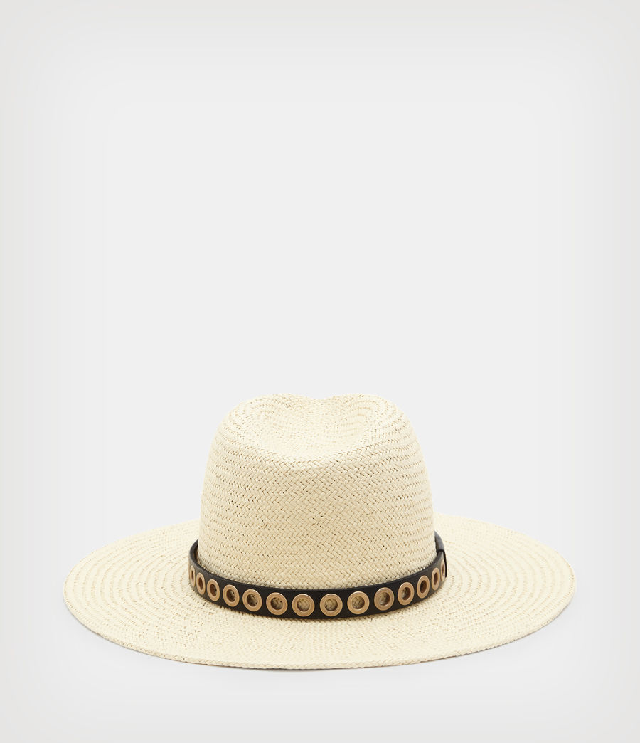 Womens Sammie Eyelet Straw Fedora Hat (natural) - Image 5