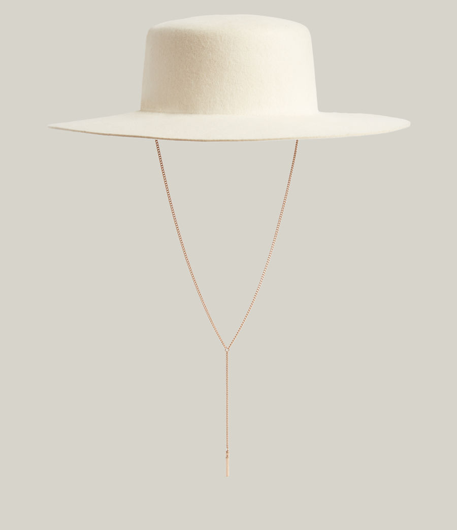 Womens Faye Chain Wool Bolero Hat (white_warm_brass) - Image 4