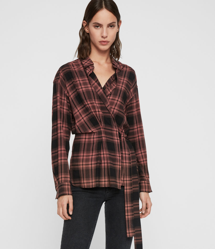 allsaints tala plaid shirt dress