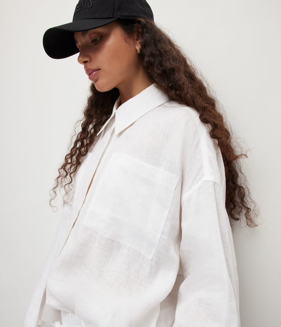 Women's Inez Linen Shirt (chalk_white) - Image 2