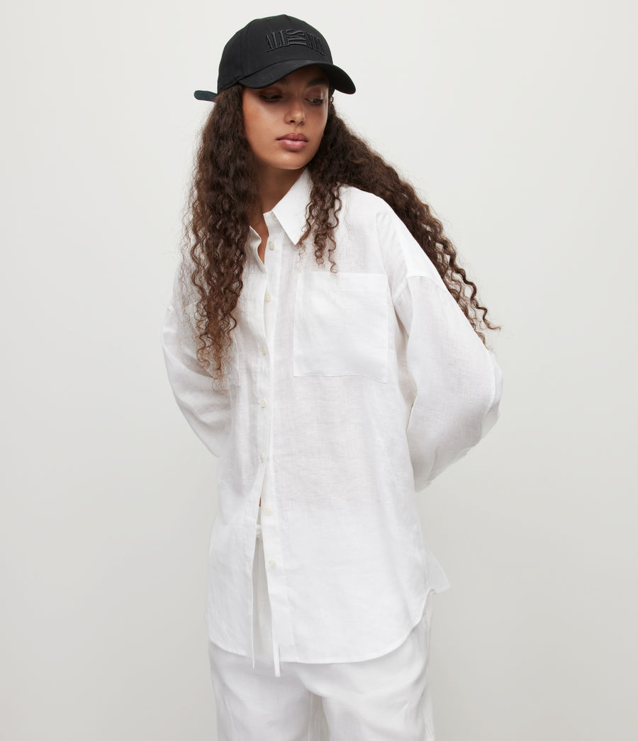 Womens Inez Linen Shirt (chalk_white) - Image 3