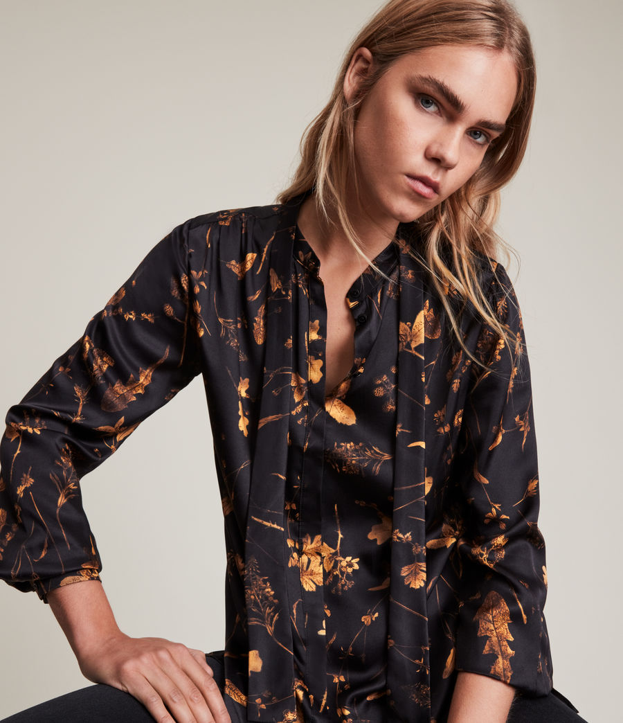 Womens Toni Heligan Silk Blend Shirt (black_gold) - Image 2
