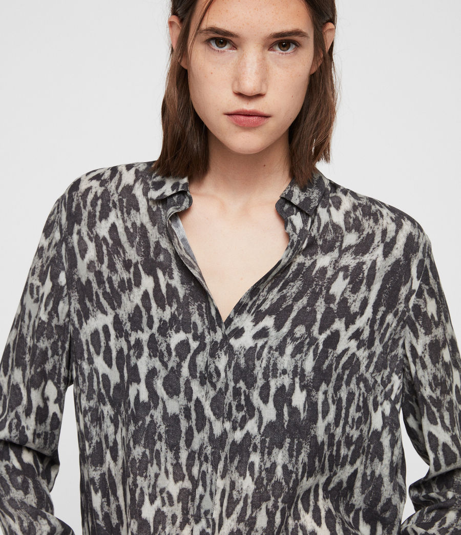 ALLSAINTS UK: Womens Keri Leopard Shirt (ash_grey)