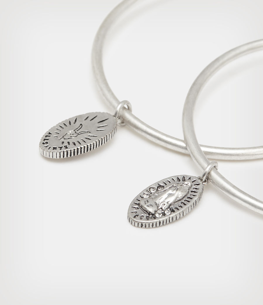 Damen Saint Pendant Large Hoop Earrings (warm_silver) - Image 5