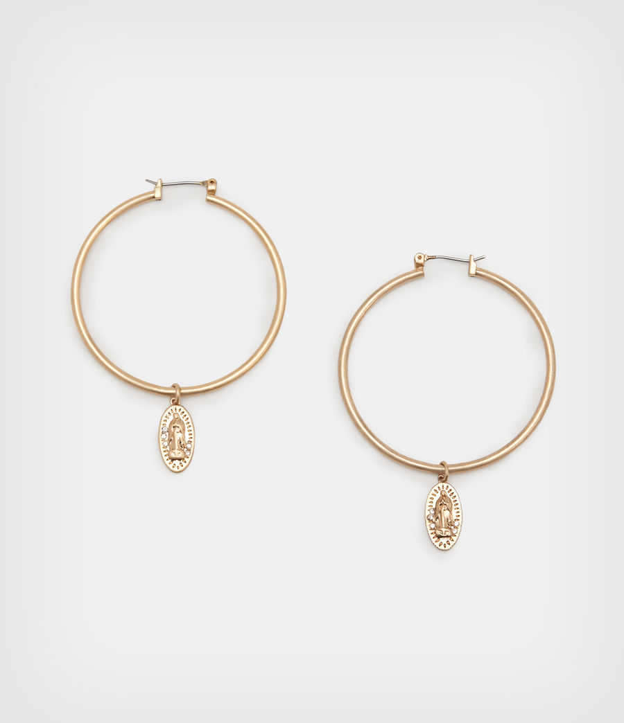 Damen Saint Pendant Large Hoop Earrings (warm_brass) - Image 3