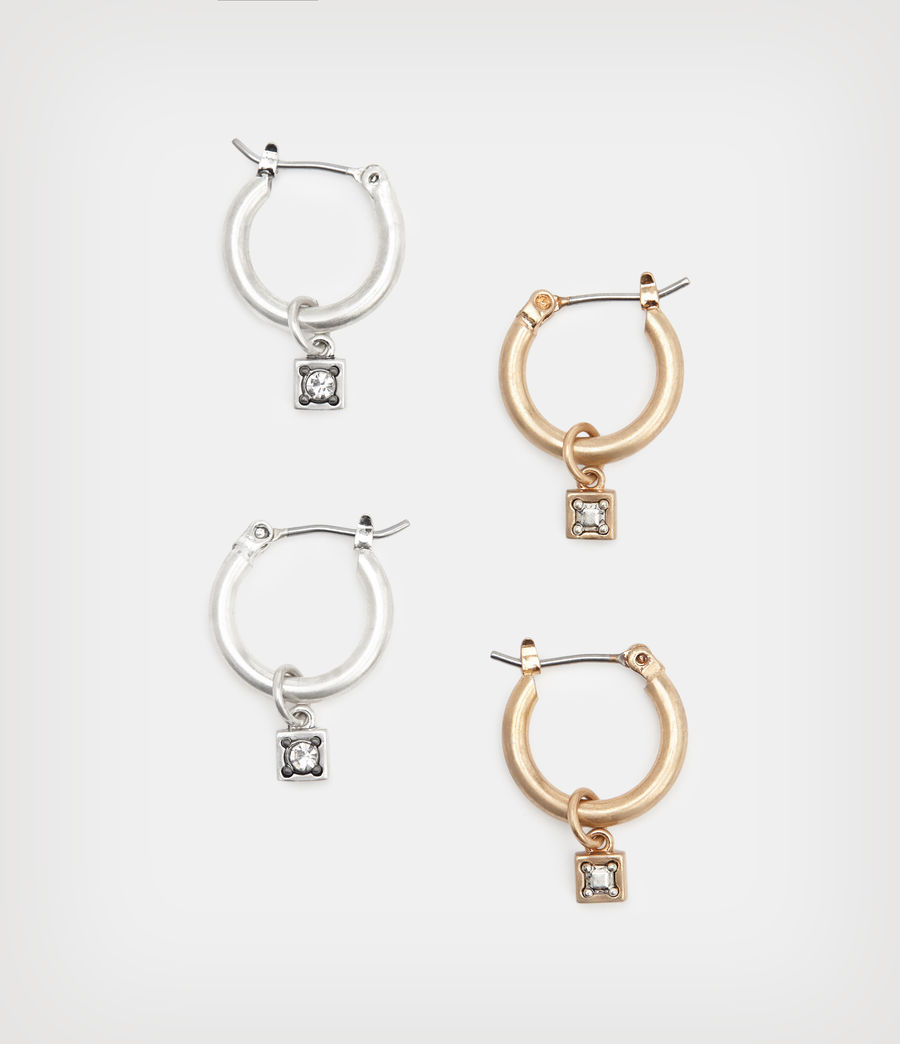 Femmes Bessy Huggie Earring Set (warm_brass_silver) - Image 1