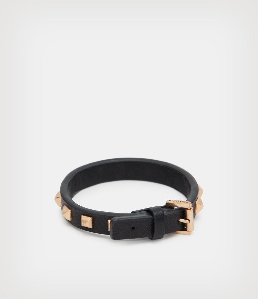 Women's Miri Stud Leather Bracelet (black_warm_brass) - Image 5