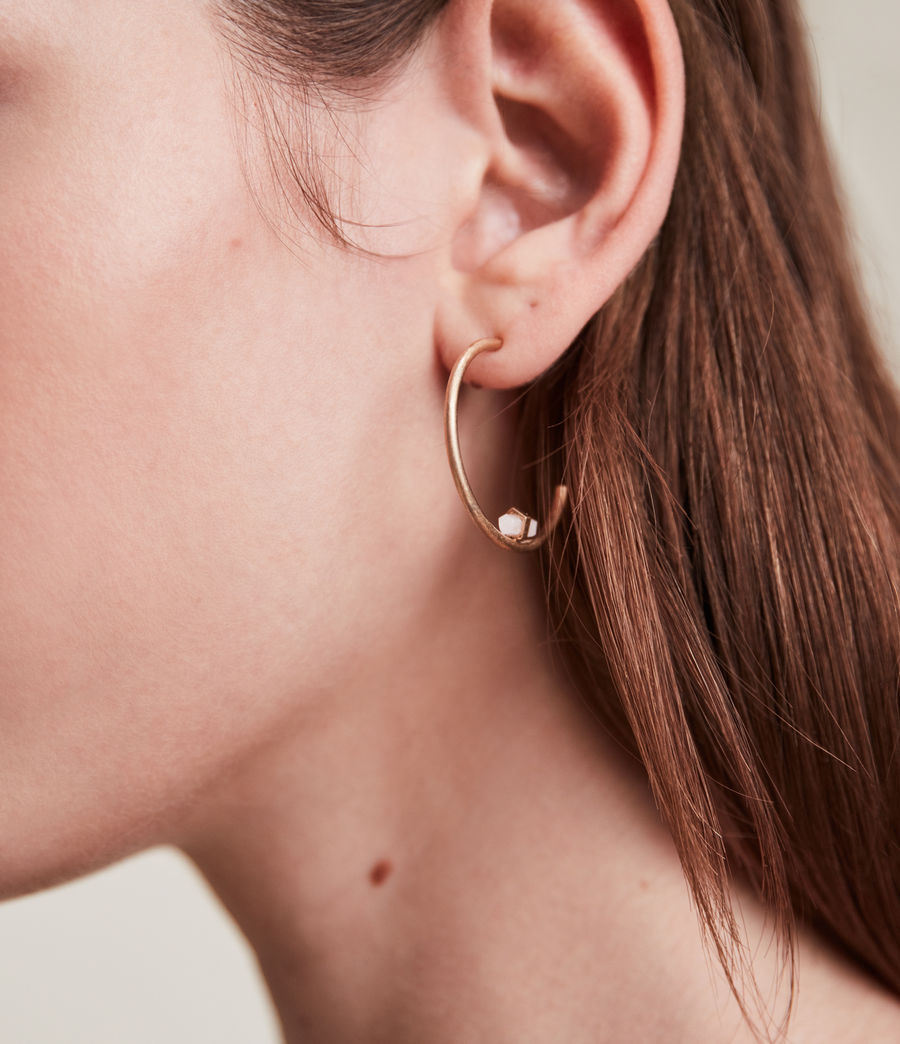 Womens Roxi Hoop Earrings (rose_qtz_wrm_brass) - Image 2