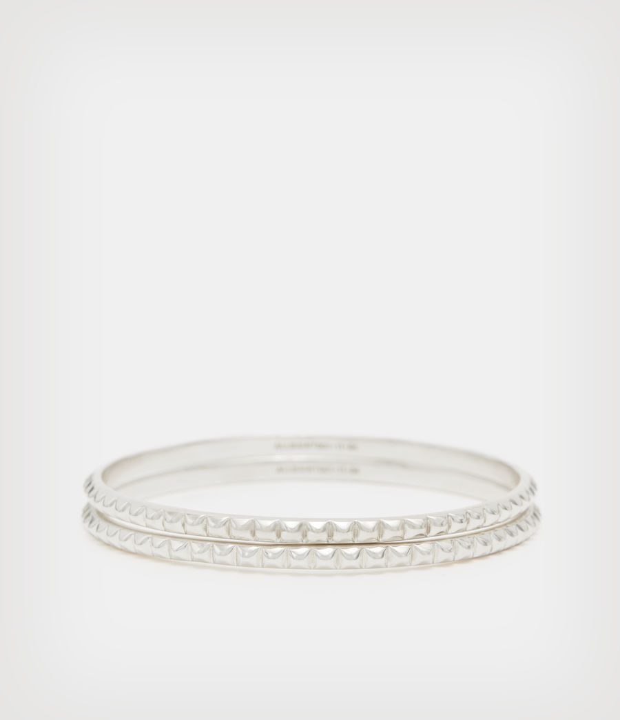 Womens Miri Sterling Silver Bangle Bracelet Set (silver) - Image 4
