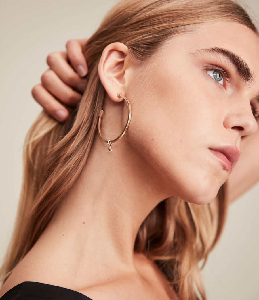 Womens Tara Hoop Earrings (blck_diamond_brass) - Image 1
