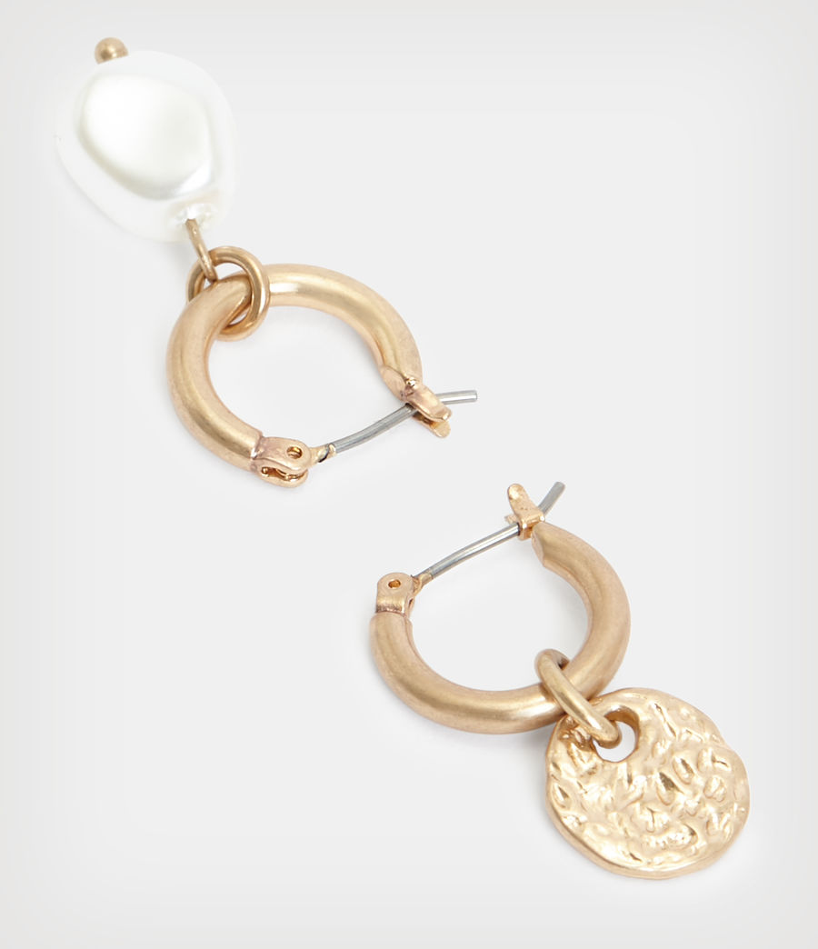 Damen Nola Mismatch Hoop Earrings (pearl_warm_brass) - Image 3