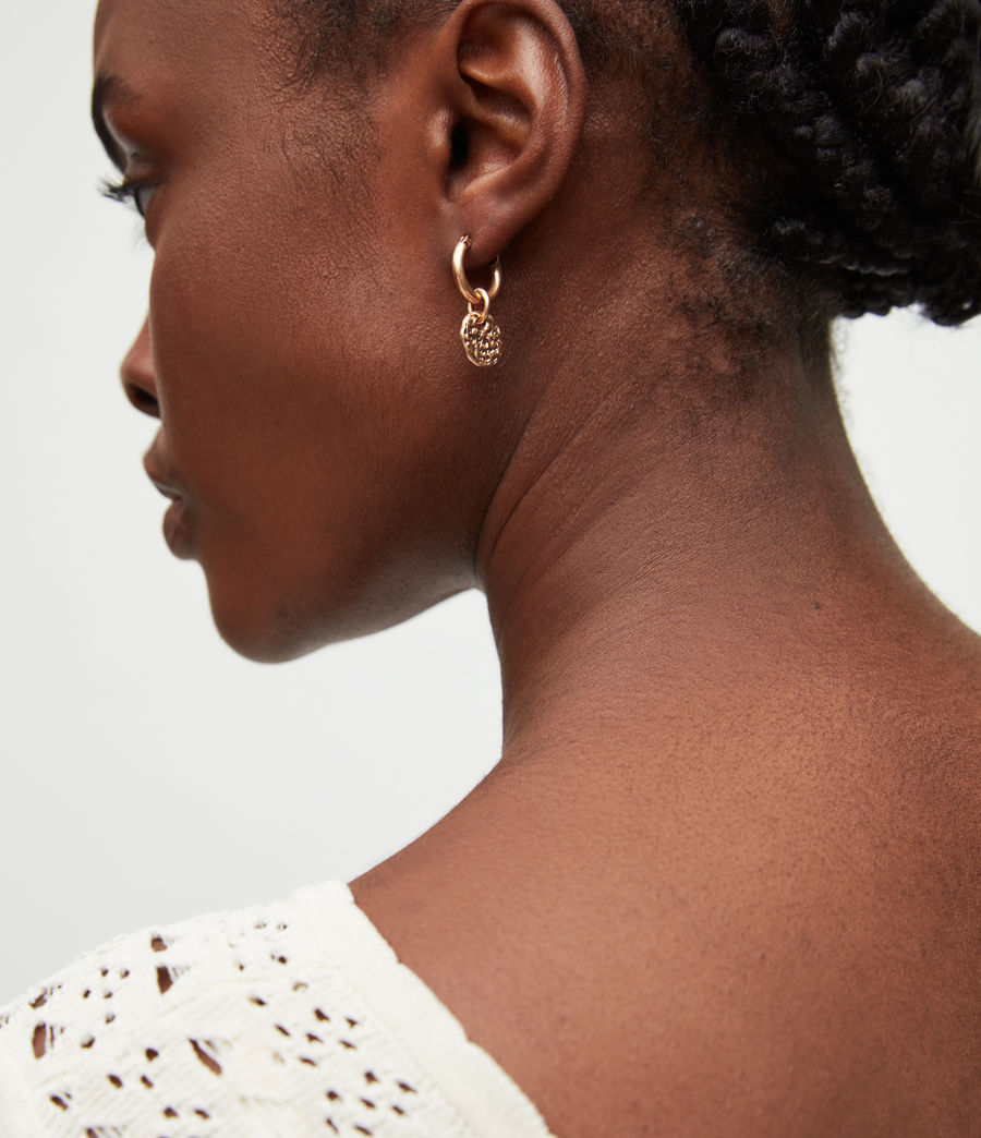 Women's Nola Mismatch Hoop Earrings (pearl_warm_brass) - Image 4