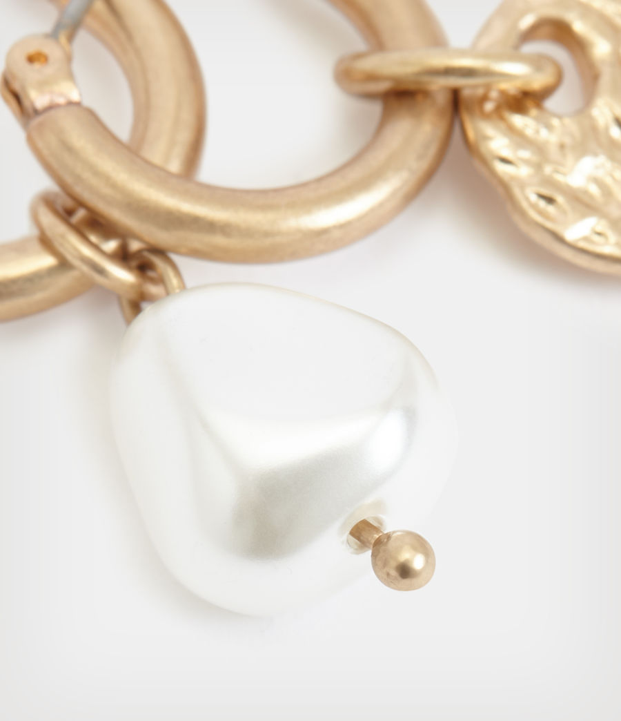 Women's Nola Mismatch Hoop Earrings (pearl_warm_brass) - Image 5