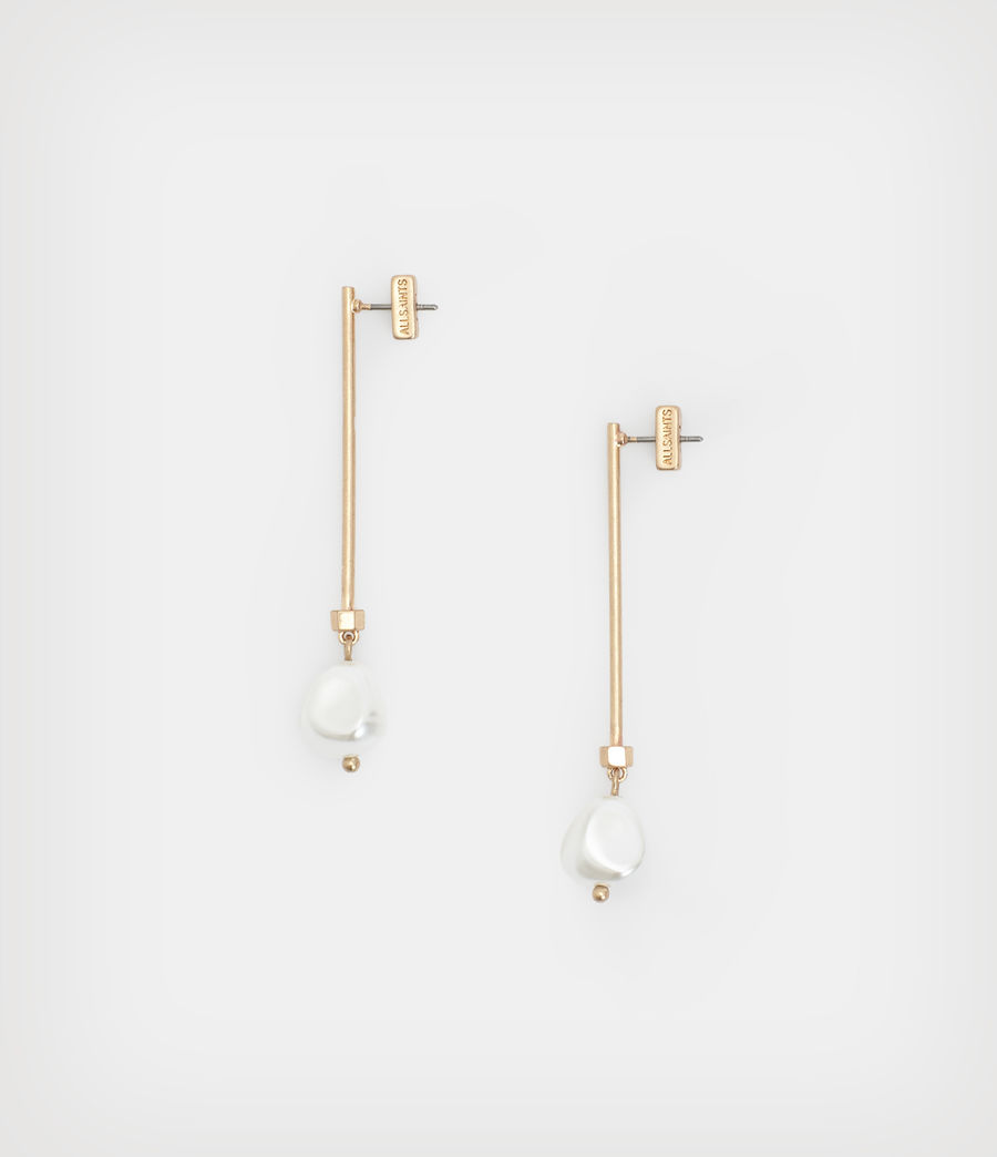 Damen Nola Drop Bar Earrings (pearl_warm_brass) - Image 1