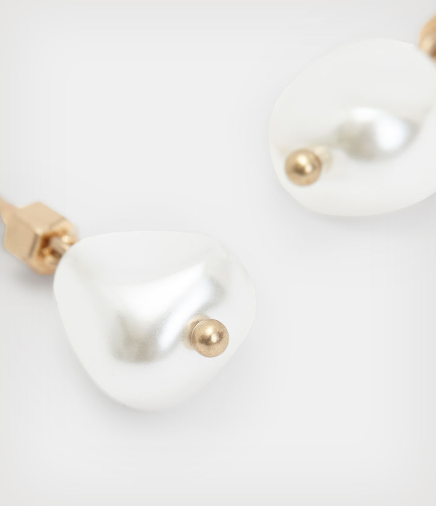Women's Nola Drop Bar Earrings (pearl_warm_brass) - Image 3
