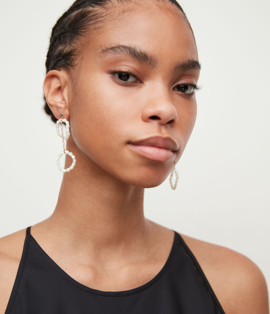 Women's Natasha Pearl Beaded Earrings (pearl_warm_brass) - Image 1