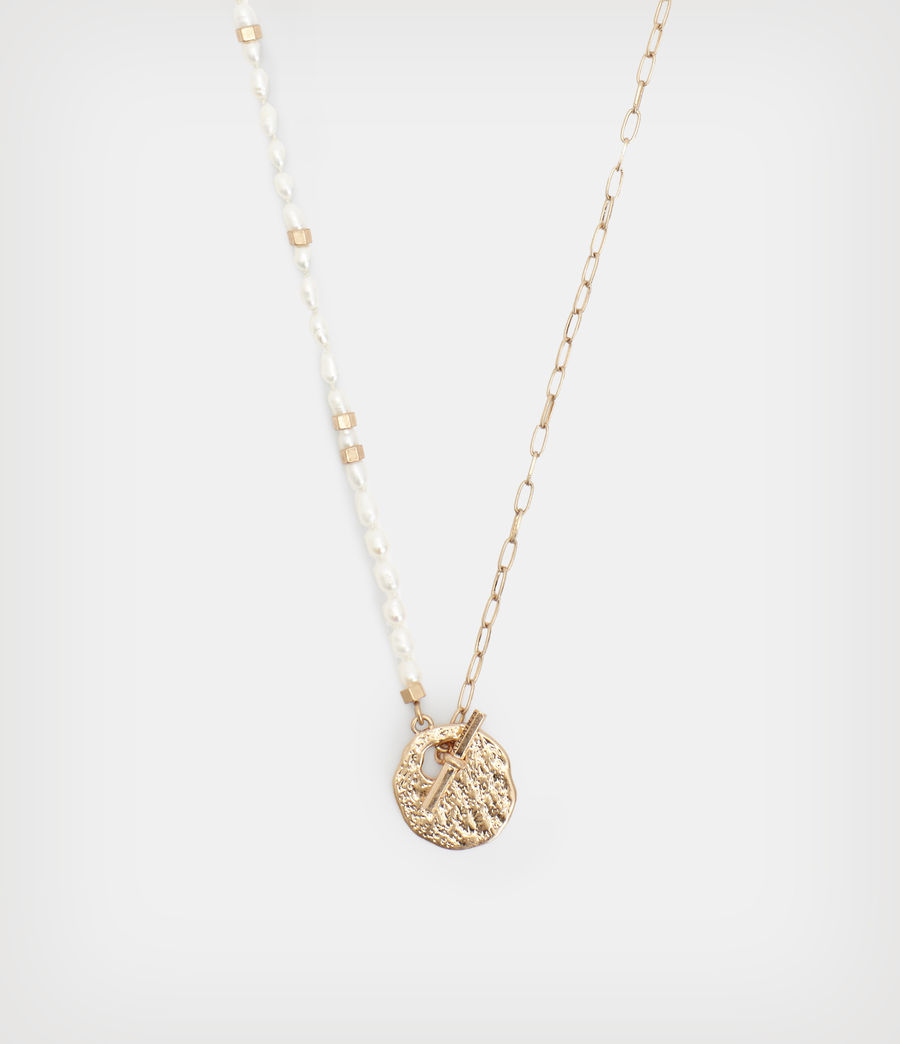Women's Bria Toggle Necklace (pearl_warm_brass) - Image 1