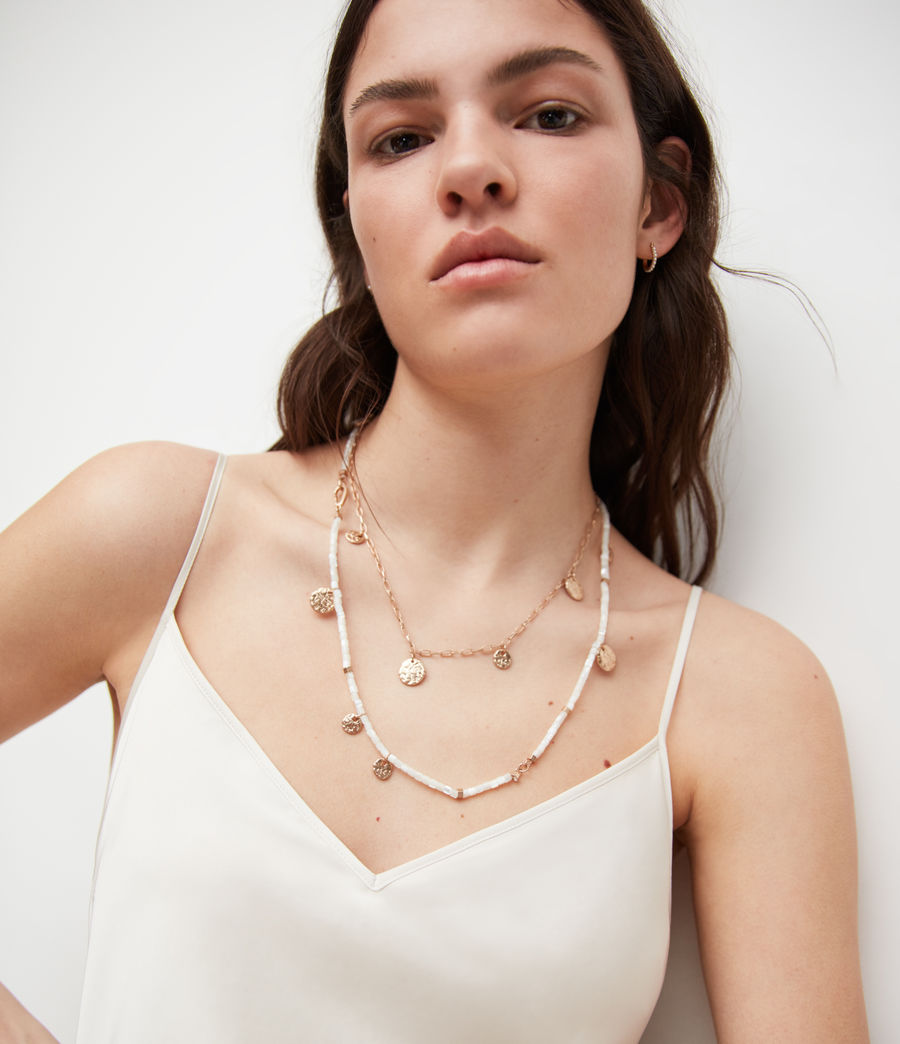 Women's Andi Double Layered Necklace (pearl_warm_brass) - Image 2