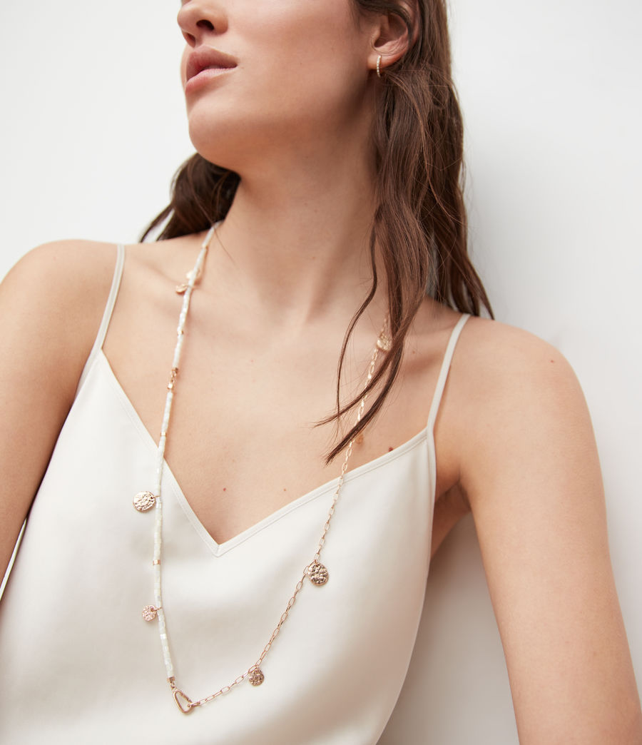 Women's Andi Double Layered Necklace (pearl_warm_brass) - Image 4