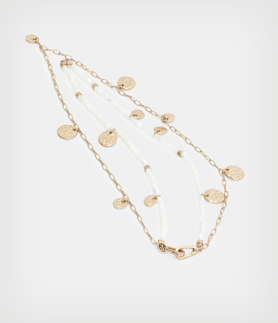 Women's Andi Double Layered Necklace (pearl_warm_brass) - Image 5