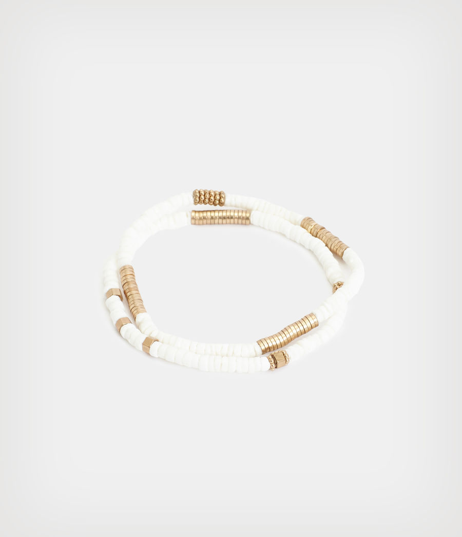 Womens Rosie Beaded Bracelet Set (white_warm_brass) - Image 2
