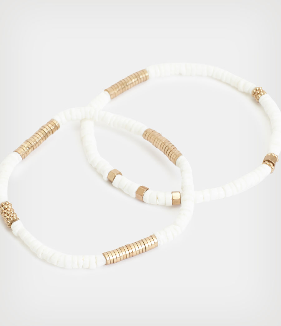 Women's Rosie Beaded Bracelet Set (white_warm_brass) - Image 4