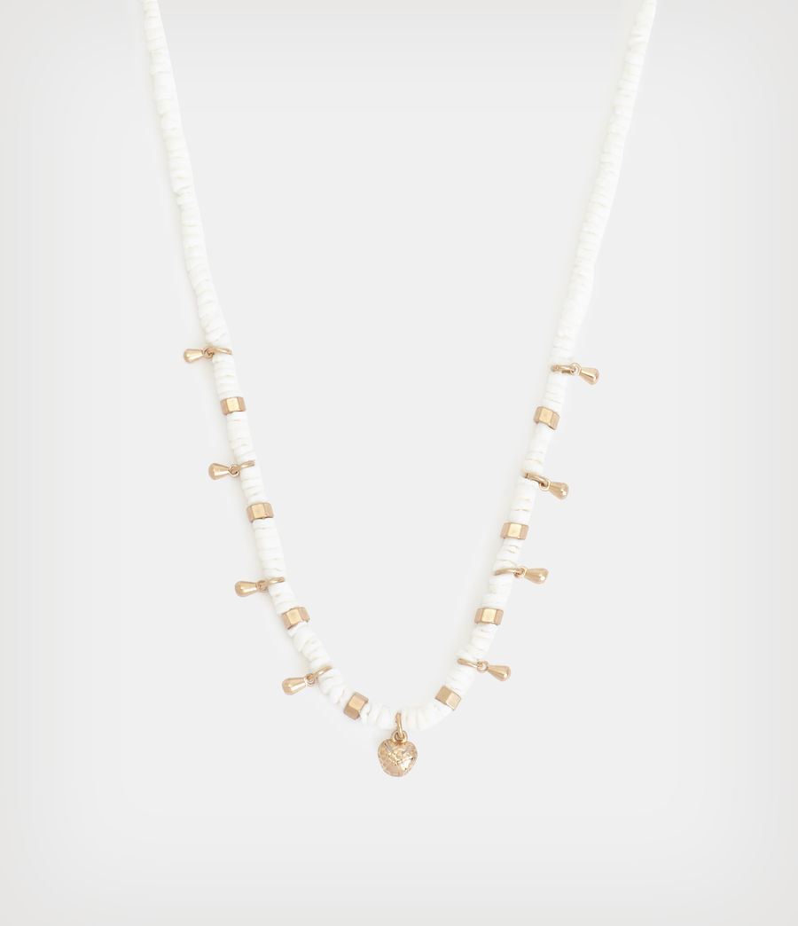 Women's Kyla Bead Necklace (white_warm_brass) - Image 1