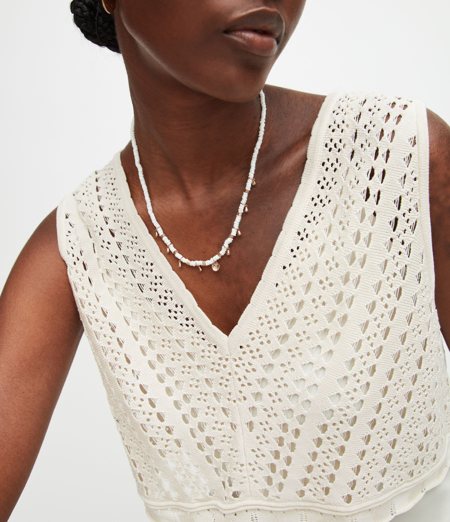 Women's Kyla Bead Necklace (white_warm_brass) - Image 2